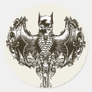 Batman Cowl and Skull Crest Classic Round Sticker
