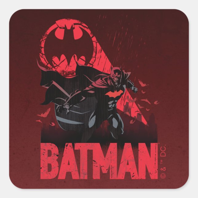Batman Crimson Bat Signal Square Sticker (Front)