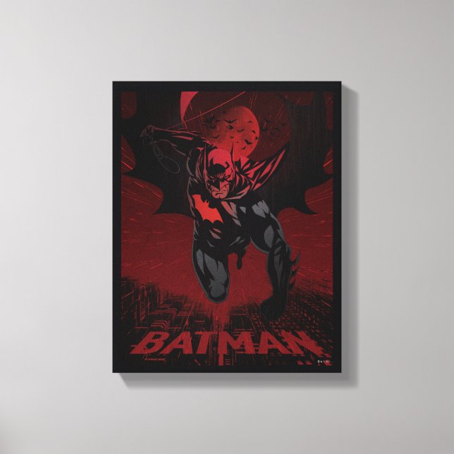 Batman Crimson Leap Canvas Print (Front)