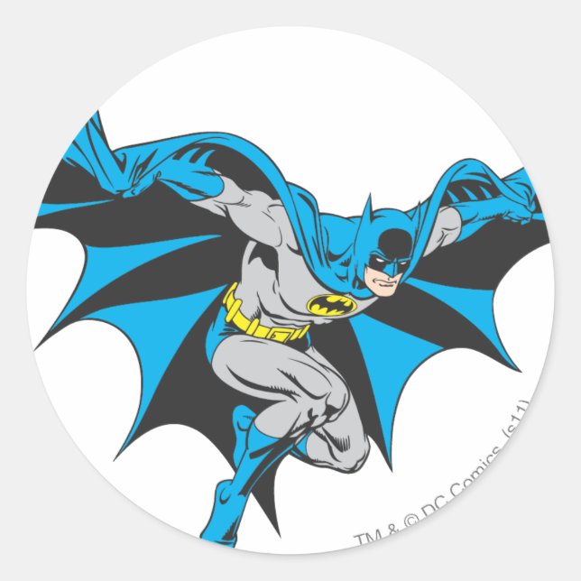 Batman Crouches Classic Round Sticker (Front)