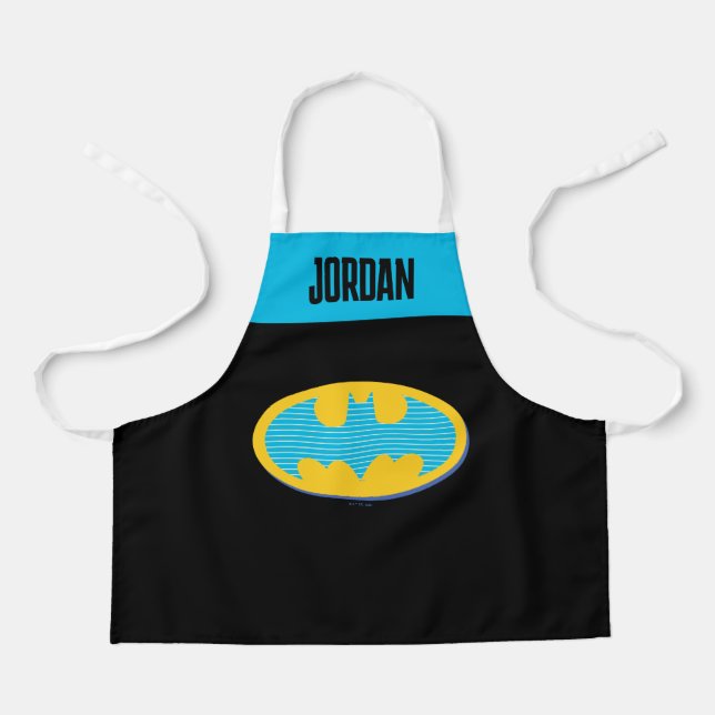 Batman | Cyan Stripes Symbol Apron (Front)