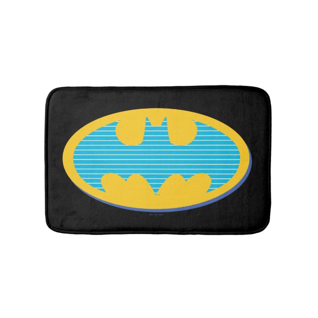 Batman | Cyan Stripes Symbol Bath Mat (Front)