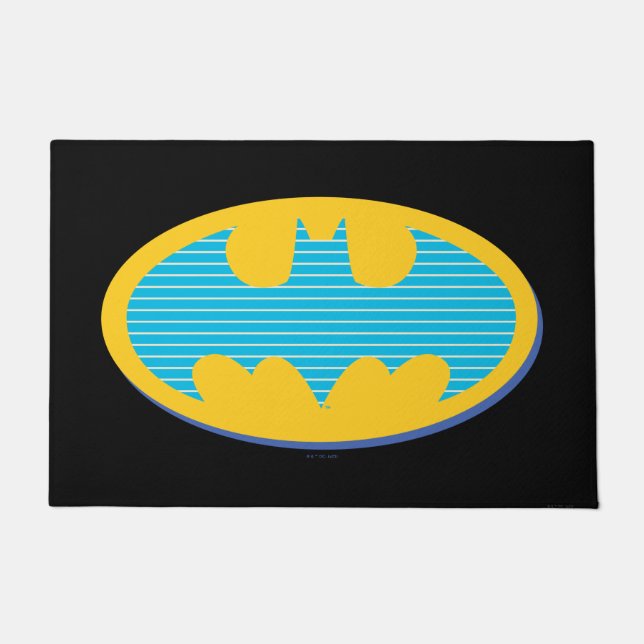 Batman | Cyan Stripes Symbol Doormat (Front)