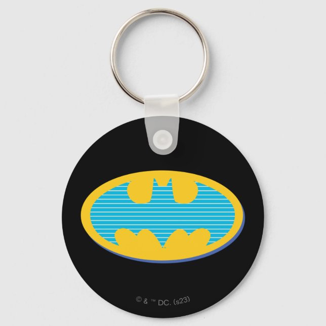 Batman | Cyan Stripes Symbol Key Ring (Front)