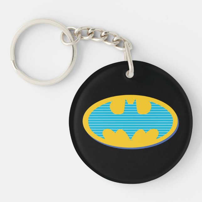 Batman | Cyan Stripes Symbol Key Ring (Front)