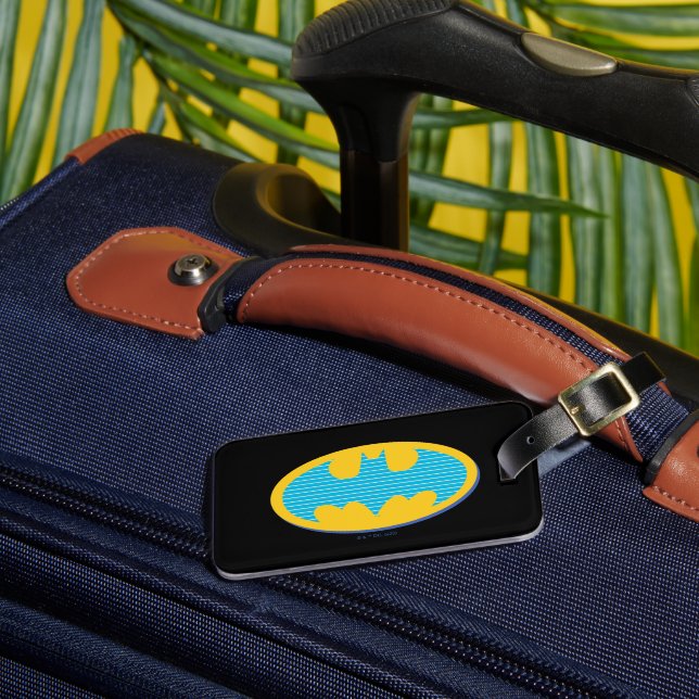Batman | Cyan Stripes Symbol Luggage Tag (Front Insitu 3)