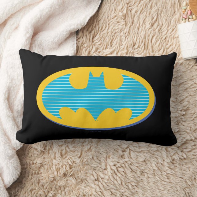 Batman | Cyan Stripes Symbol Lumbar Cushion (Blanket)