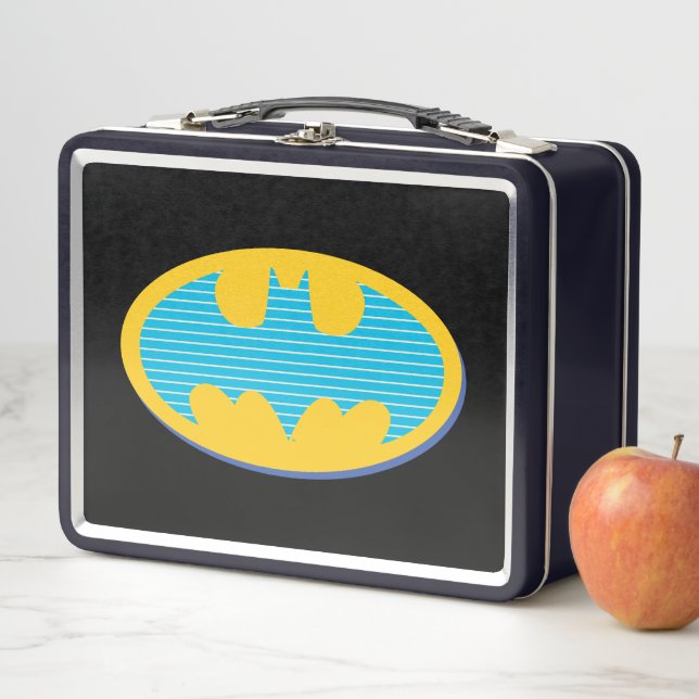Batman | Cyan Stripes Symbol Metal Lunch Box (In Situ)