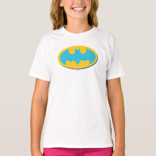 Batman   Cyan Stripes Symbol T-Shirt