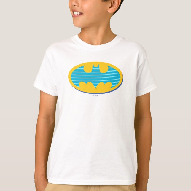 Batman | Cyan Stripes Symbol T-Shirt (Front)