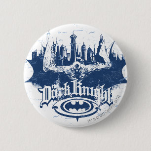 Batman Dark Knight   Cityscape Blue Logo 6 Cm Round Badge