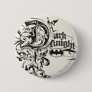 Batman Dark Knight Ornate Logo 6 Cm Round Badge