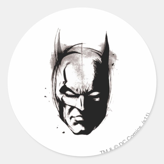 Batman Drawn Face Classic Round Sticker (Front)