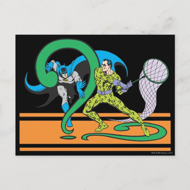 Batman Fights Riddler Postcard (Front)