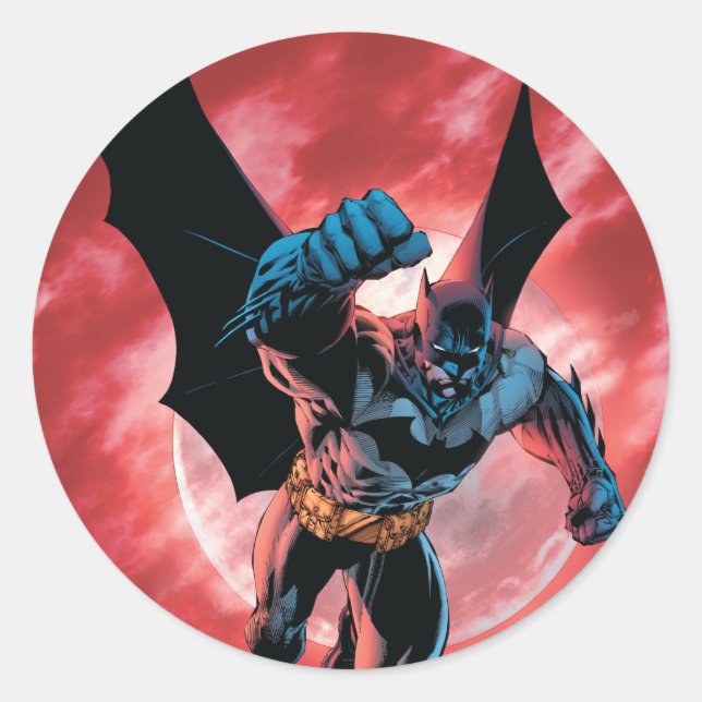 Batman Firey Sky Classic Round Sticker (Front)
