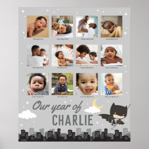 Batman First Birthday - 12 Month Photo Collage Poster