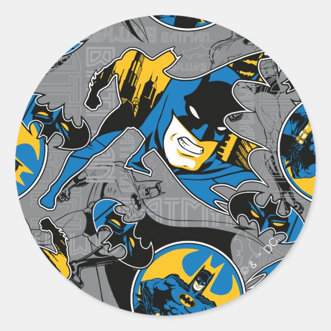 Batman Full Throttle Toss Pattern Classic Round Sticker (Front)
