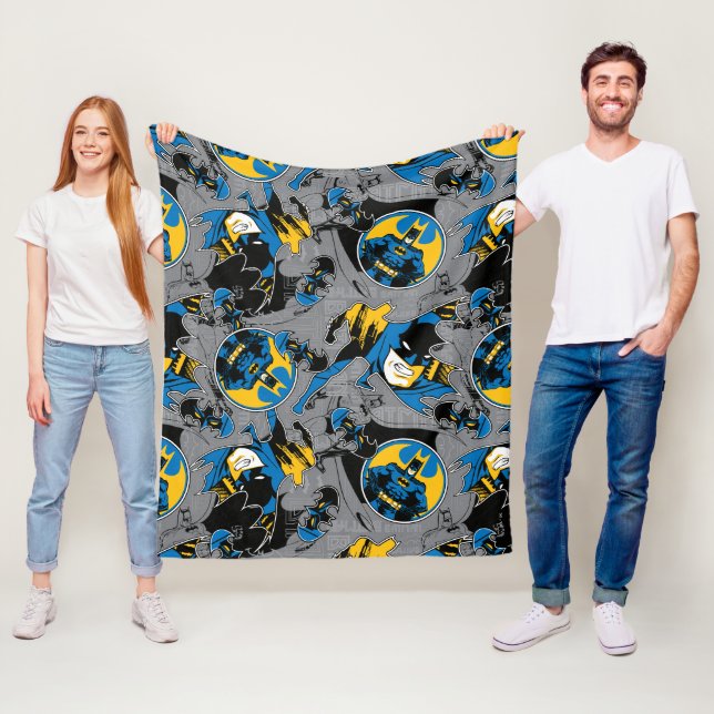 Batman Full Throttle Toss Pattern Fleece Blanket (In Situ)
