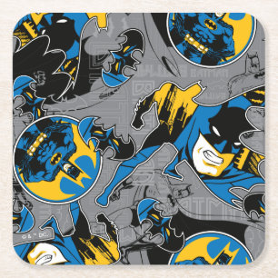 Batman Full Throttle Toss Pattern Square Paper Coaster