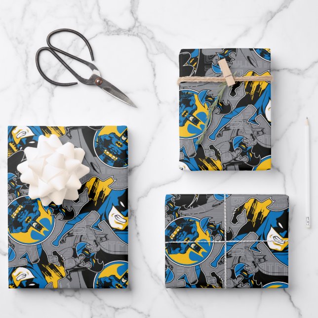 Batman Full Throttle Toss Pattern Wrapping Paper Sheet (Front)
