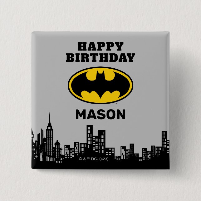 Batman - Gotham City | Birthday  15 Cm Square Badge (Front)