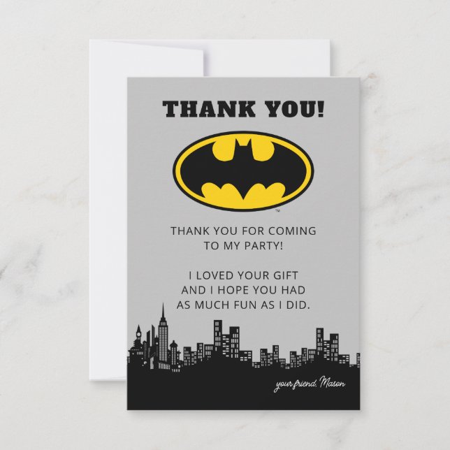Batman Gotham City | Birthday Thank You Card (Front)