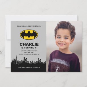 Batman - Gotham City   Boys Birthday - Photo Invitation