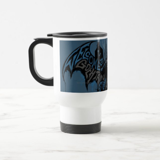 Batman Gotham City Paint Drip Graphic Travel Mug (Left)
