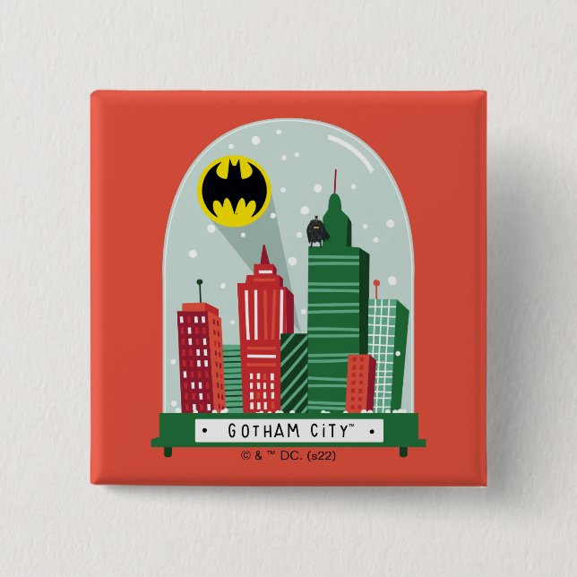 Batman Gotham City™ Snow Globe Graphic 15 Cm Square Badge (Front)