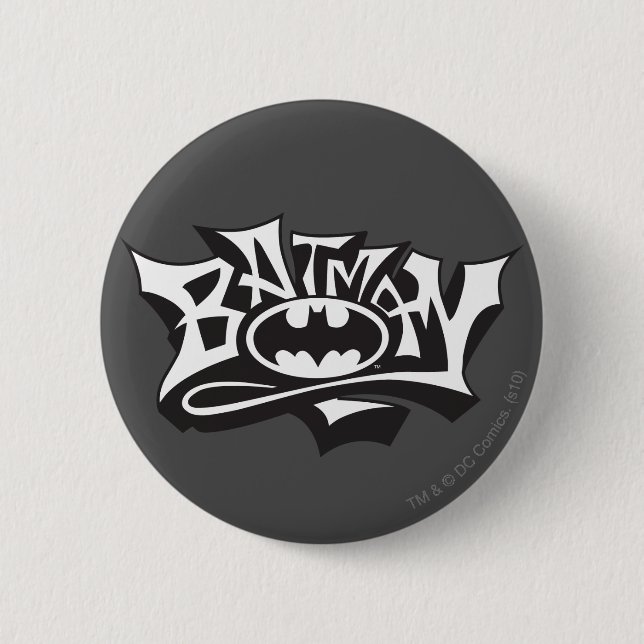 Batman | Graffiti Name Logo 6 Cm Round Badge (Front)