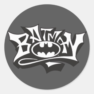 Batman   Graffiti Name Logo Classic Round Sticker