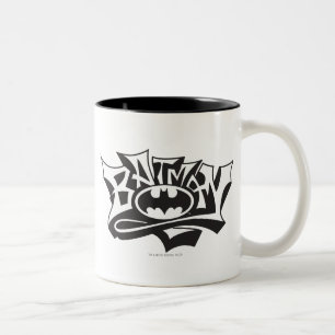 Batman Graffiti Name Logo Two-Tone Coffee Mug