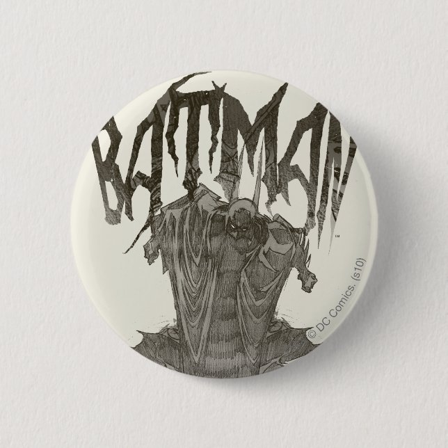 Batman | Graphic Novel Pencil Sketch Beige Logo 6 Cm Round Badge (Front)