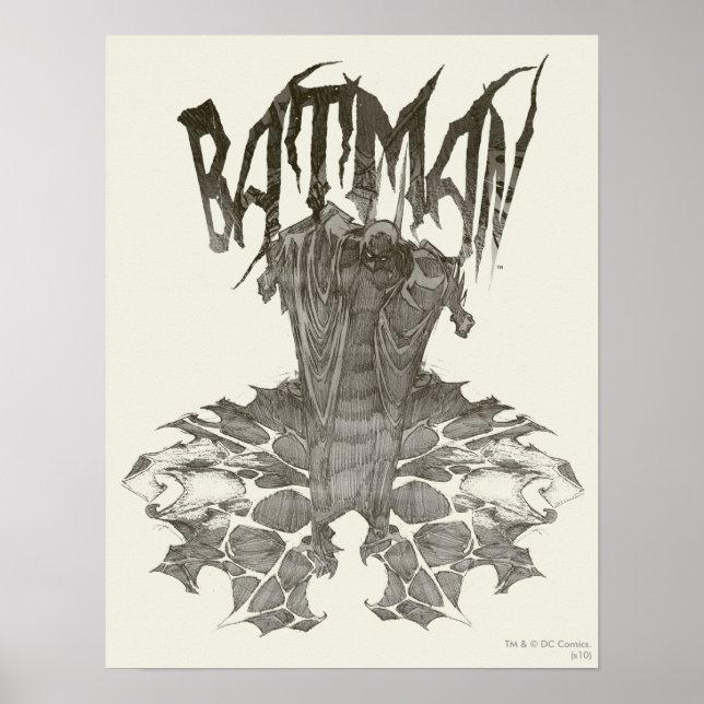 Batman | Graphic Novel Pencil Sketch Beige Logo Poster (Front)
