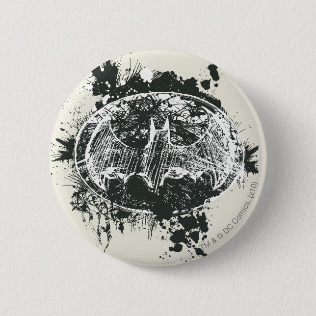 Batman Grunge Splatter Sketch 6 Cm Round Badge (Front)