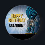 Batman | Happy Birthday 7.5 Cm Round Badge<br><div class="desc">Add a heroic touch to your celebration with this customisable Batman Happy Birthday button! Featuring Batman in action alongside the iconic Batman logo and bold,  dynamic text,  this button is perfect for the birthday star or as a party favour. Personalise it to make your Batman-themed event truly special.</div>
