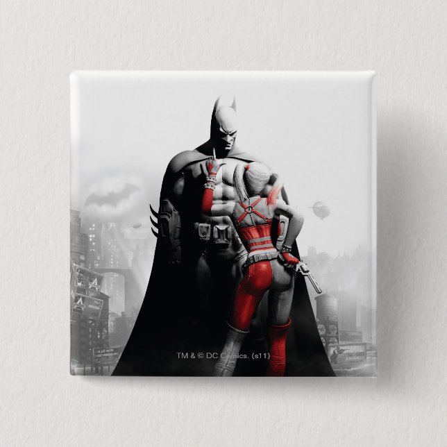 Batman & Harley 15 Cm Square Badge (Front)