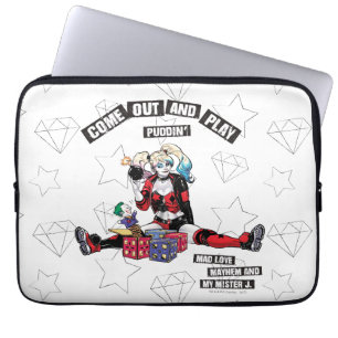 Batman Harley Quinn "Come Out And Play Puddin'" Laptop Sleeve