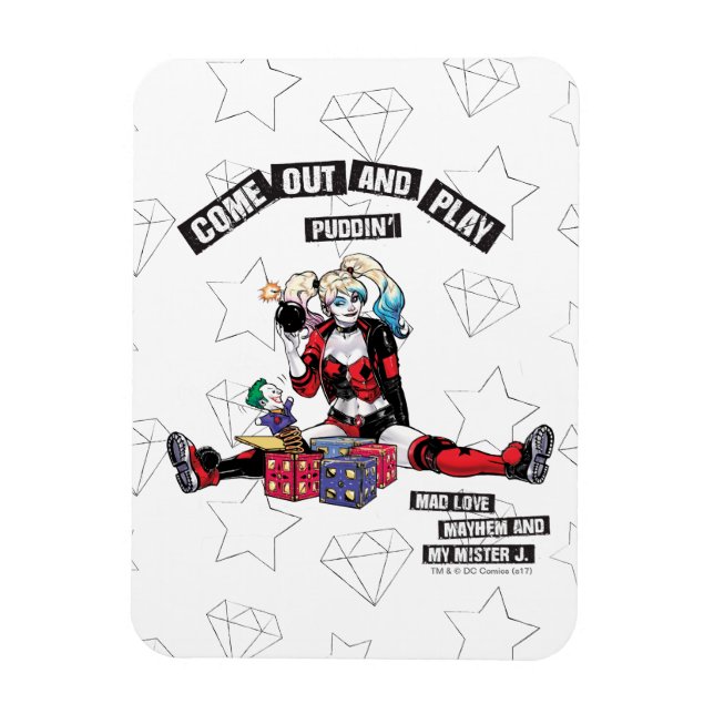 Batman | Harley Quinn "Come Out And Play Puddin'" Magnet (Vertical)