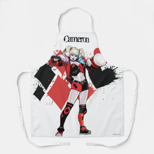 Batman Harley Quinn Hearts & Diamonds Splatter Apron