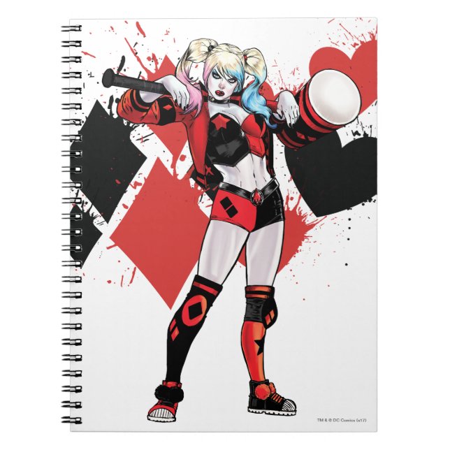 Batman | Harley Quinn Hearts & Diamonds Splatter Notebook (Front)