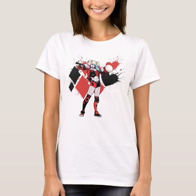 Batman | Harley Quinn Hearts & Diamonds Splatter T-Shirt (Front)
