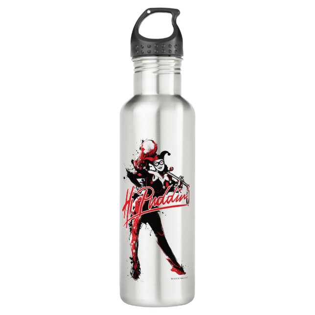 Batman | Harley Quinn "Hi Puddin'" Ink Art 710 Ml Water Bottle (Front)