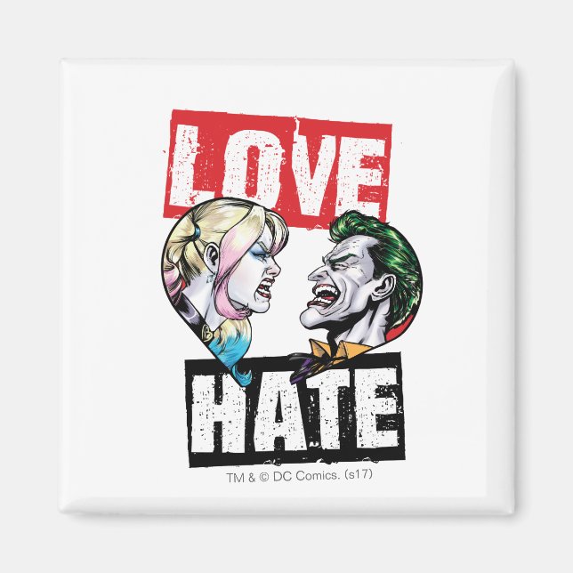Batman | Harley Quinn & Joker Love/Hate Magnet (Front)