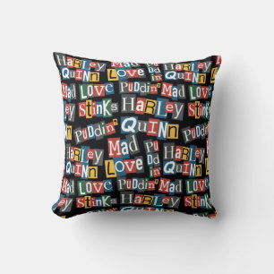 Batman   Harley Quinn Ransom Note Style Pattern Cushion