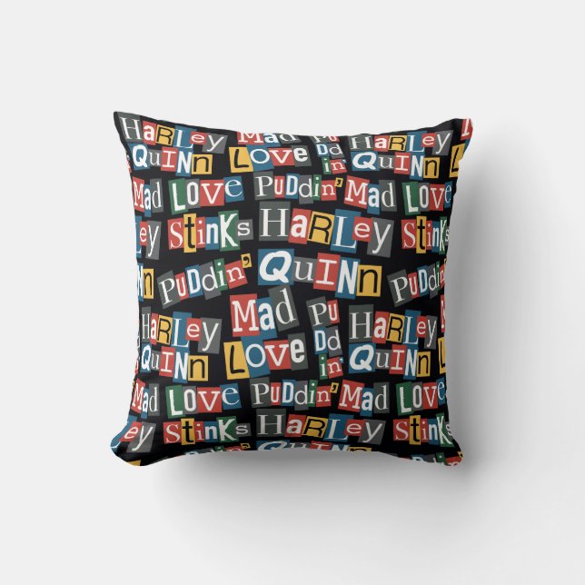 Batman | Harley Quinn Ransom Note Style Pattern Cushion (Front)