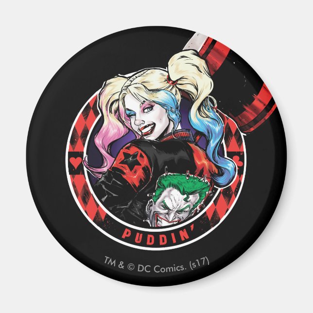 Batman | Harley Quinn Winking With Mallet Magnet (Front)