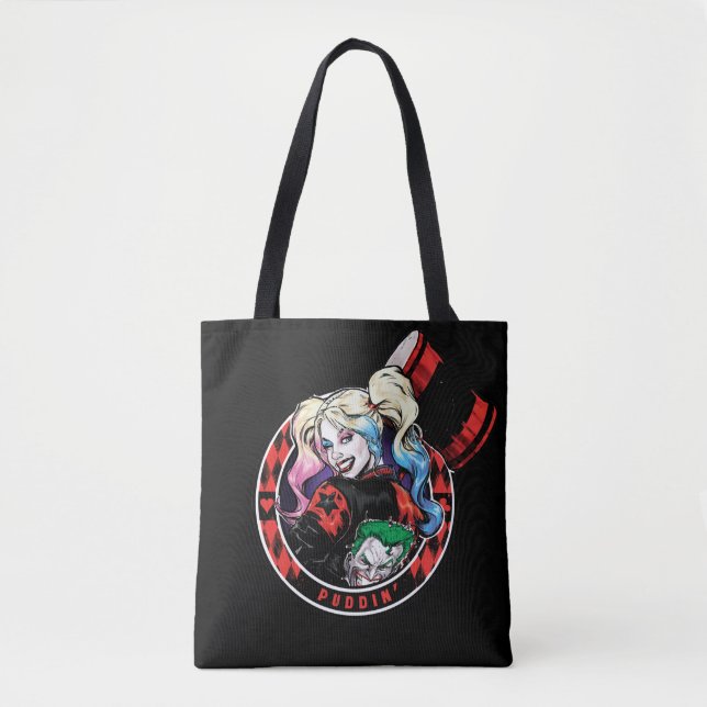 Batman | Harley Quinn Winking With Mallet Tote Bag (Front)