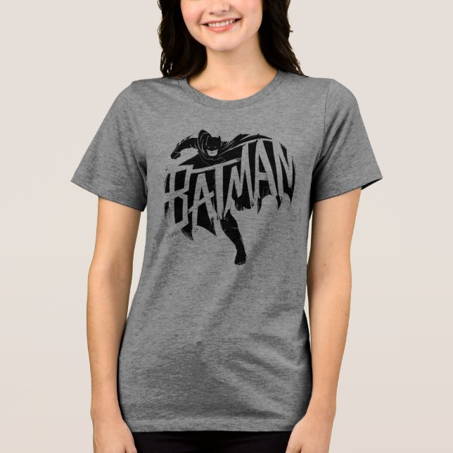 Batman Ink Brush Name Tri-Blend Shirt (Front)