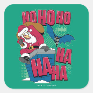 Batman Joker Santa Claus Climbing Out Chimney Square Sticker
